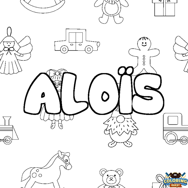 Coloring page first name ALO&Iuml;S - Toys background