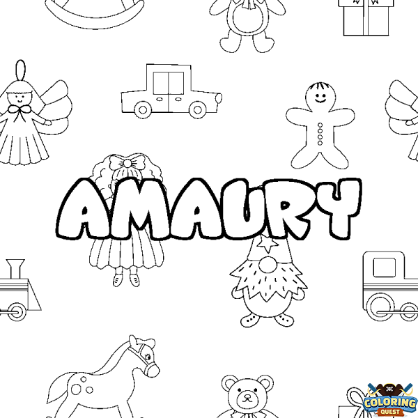 Coloring page first name AMAURY - Toys background