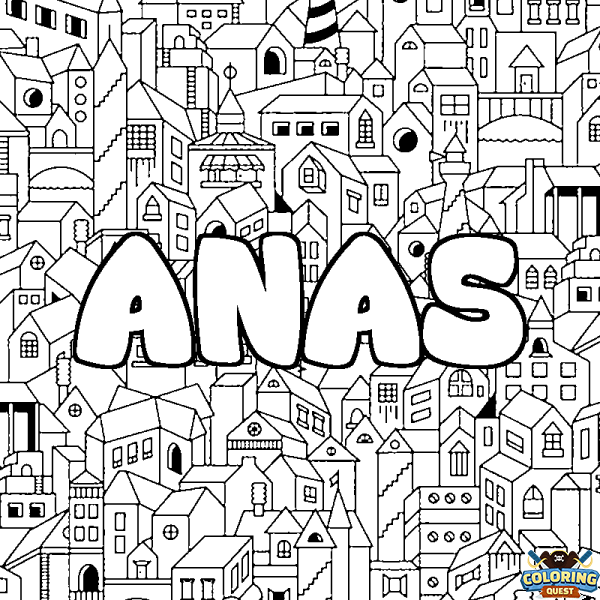 Coloring page first name ANAS - City background