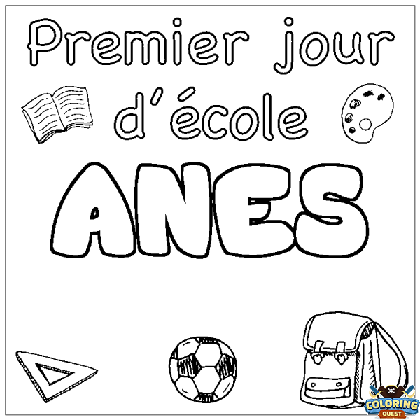 Coloring page first name ANES - School First day background