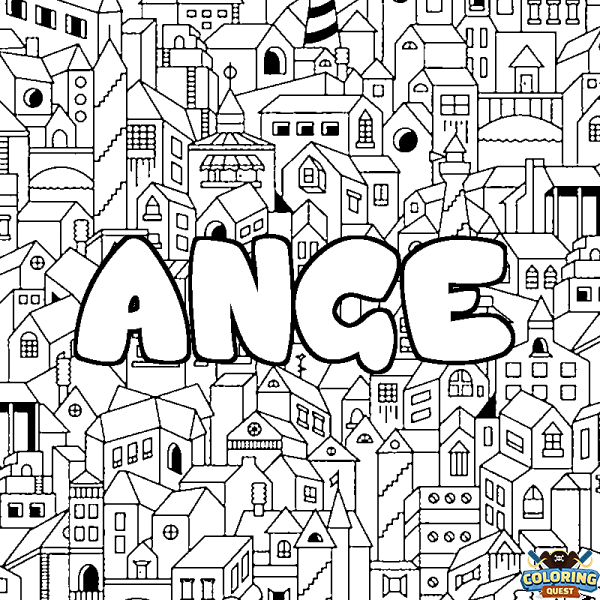 Coloring page first name ANGE - City background