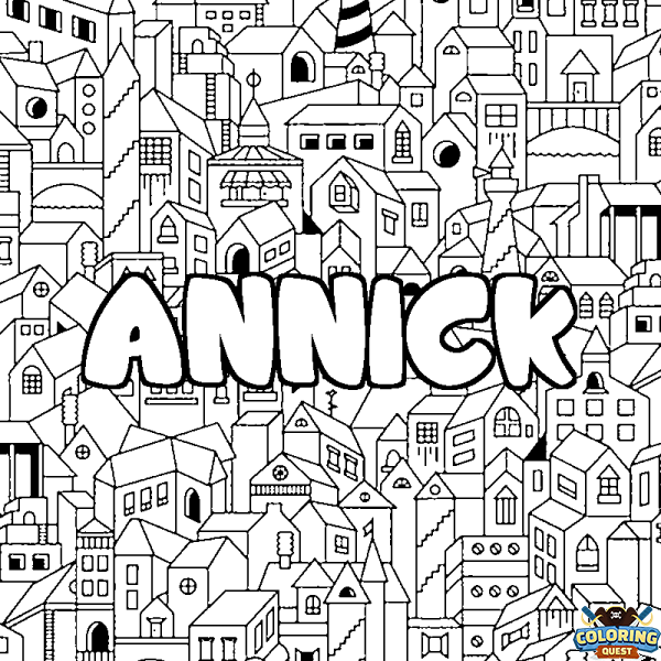 Coloring page first name ANNICK - City background