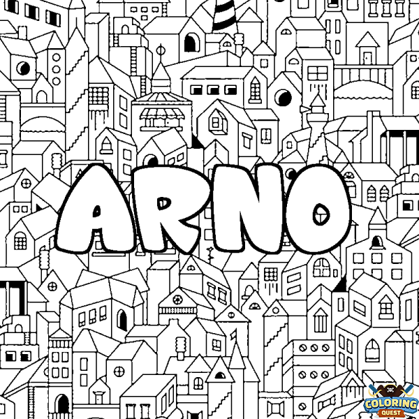 Coloring page first name ARNO - City background