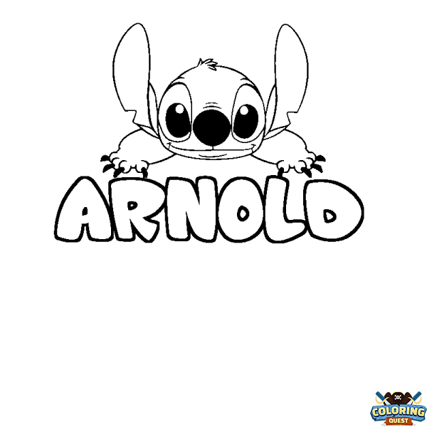 Coloring page first name ARNOLD - Stitch background