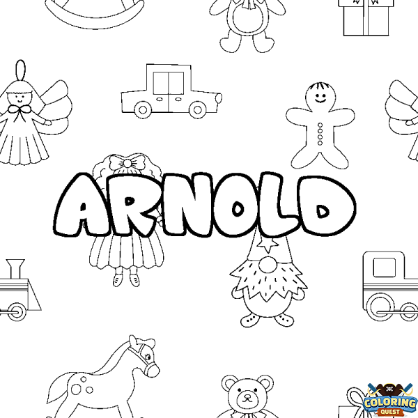 Coloring page first name ARNOLD - Toys background