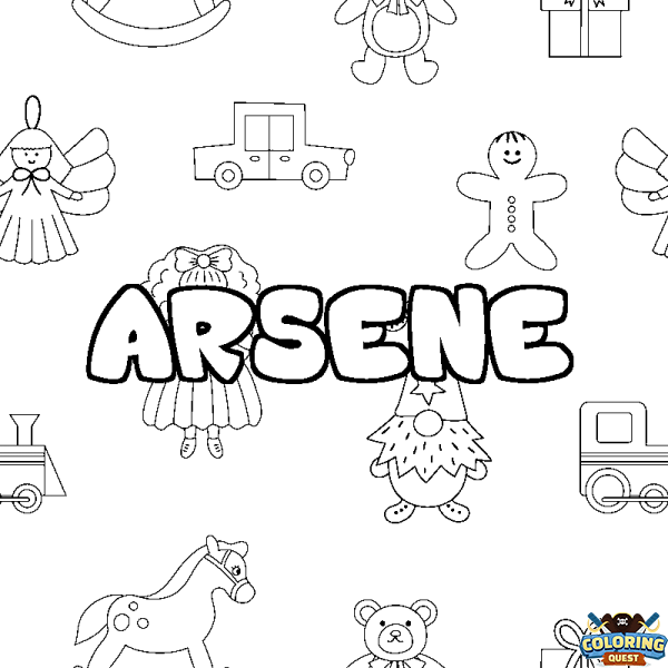 Coloring page first name ARSENE - Toys background
