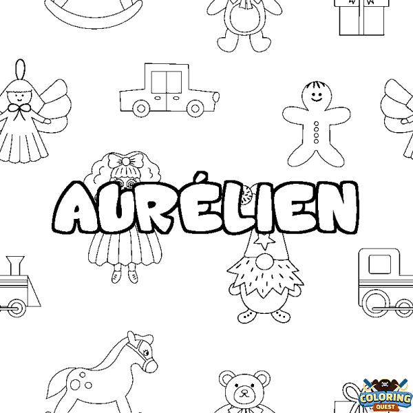 Coloring page first name AUR&Eacute;LIEN - Toys background