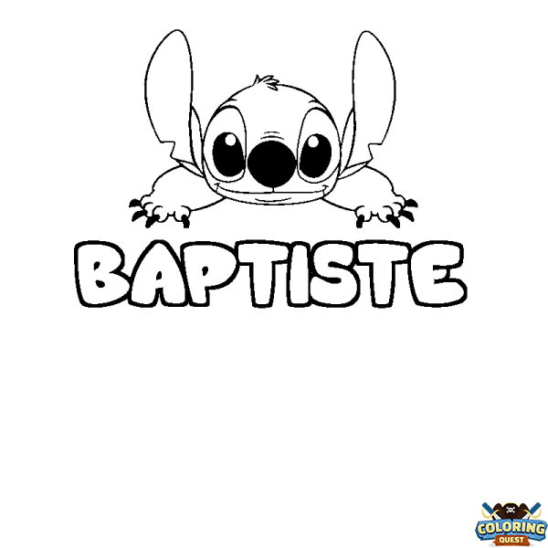 Coloring page first name BAPTISTE - Stitch background