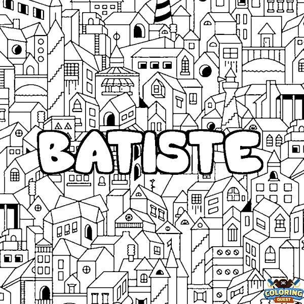 Coloring page first name BATISTE - City background