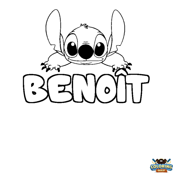 Coloring page first name BENO&Icirc;T - Stitch background