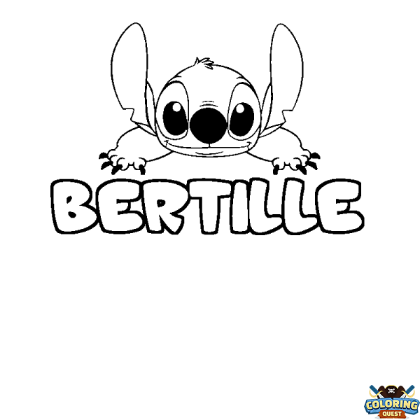 Coloring page first name BERTILLE - Stitch background