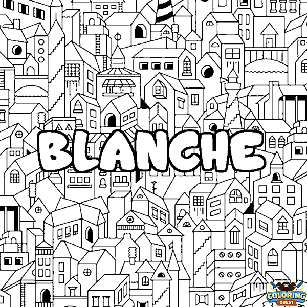 Coloring page first name BLANCHE - City background