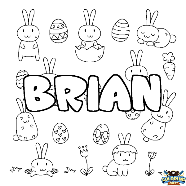 Coloring page first name BRIAN - Easter background