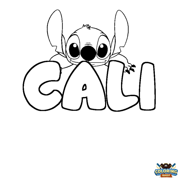 Coloring page first name CALI - Stitch background