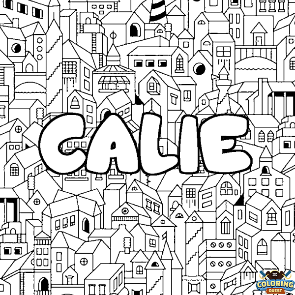 Coloring page first name CALIE - City background