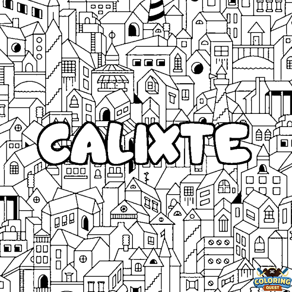 Coloring page first name CALIXTE - City background