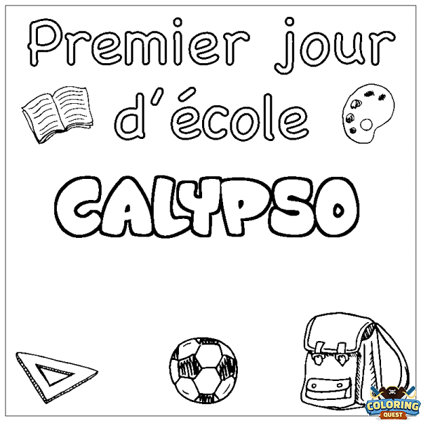 Coloring page first name CALYPSO - School First day background