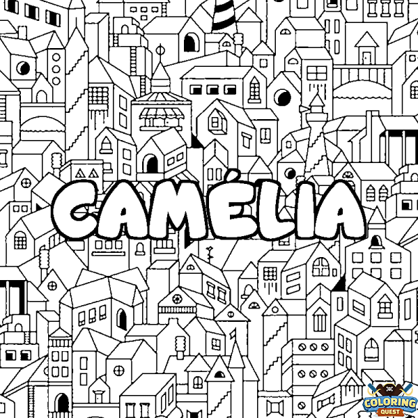 Coloring page first name CAM&Eacute;LIA - City background