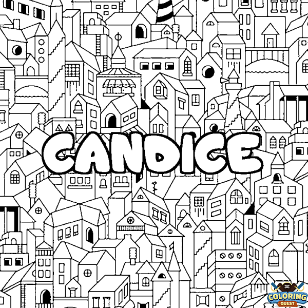 Coloring page first name CANDICE - City background