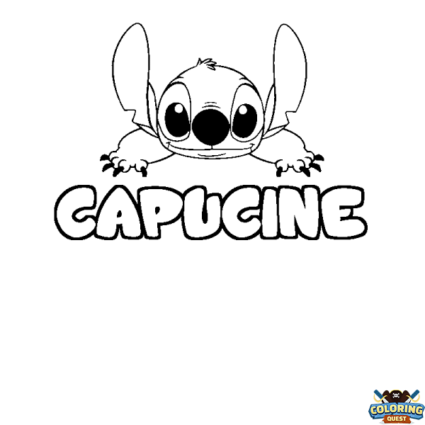 Coloring page first name CAPUCINE - Stitch background