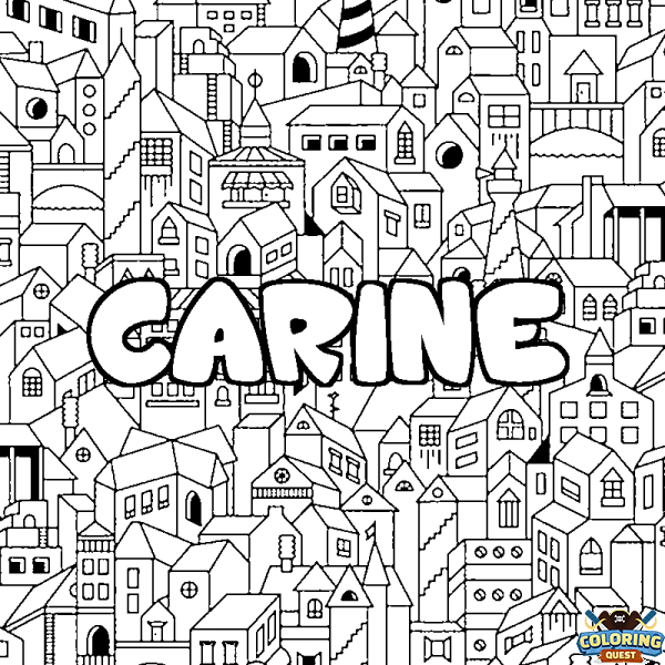 Coloring page first name CARINE - City background
