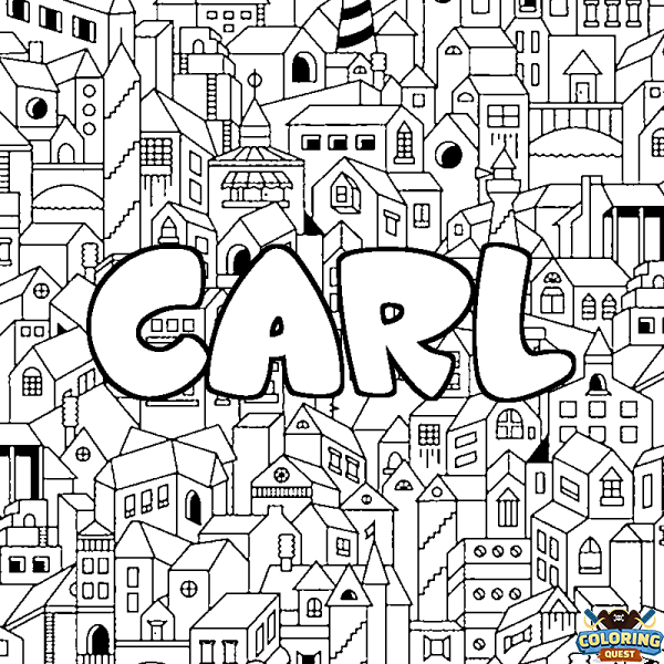 Coloring page first name CARL - City background