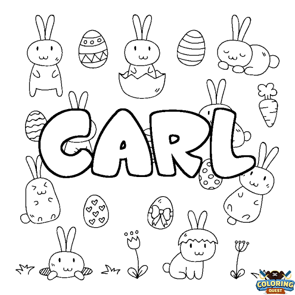 Coloring page first name CARL - Easter background