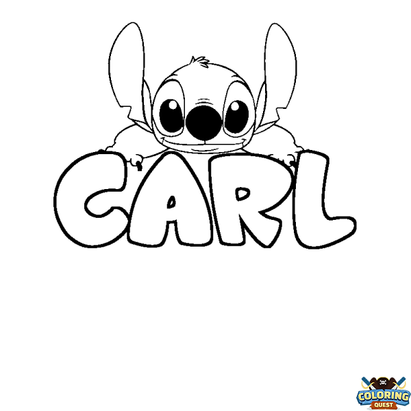 Coloring page first name CARL - Stitch background