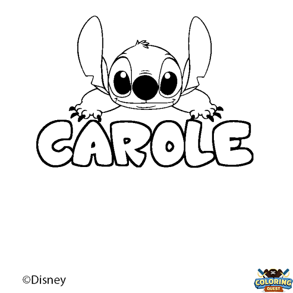 Coloring page first name CAROLE - Stitch background