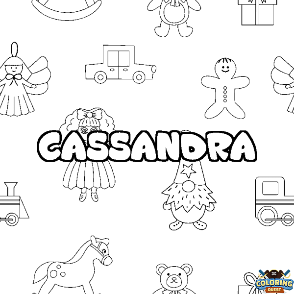 Coloring page first name CASSANDRA - Toys background