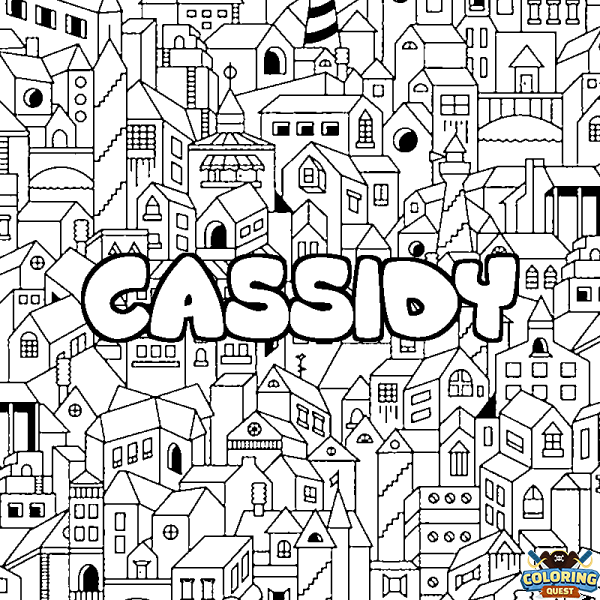 Coloring page first name CASSIDY - City background