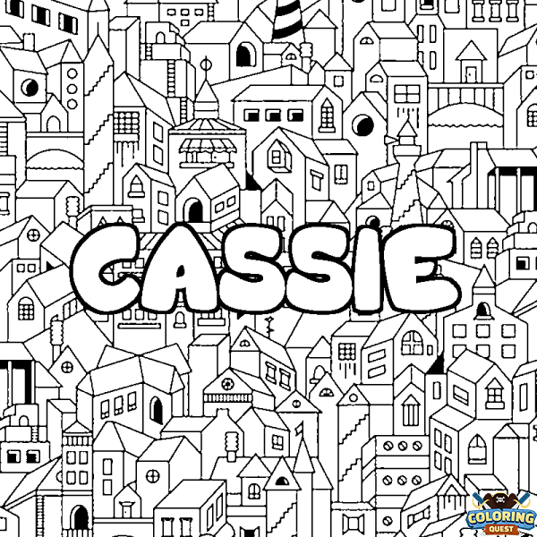 Coloring page first name CASSIE - City background