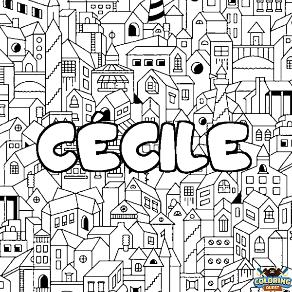 Coloring page first name C&Eacute;CILE - City background