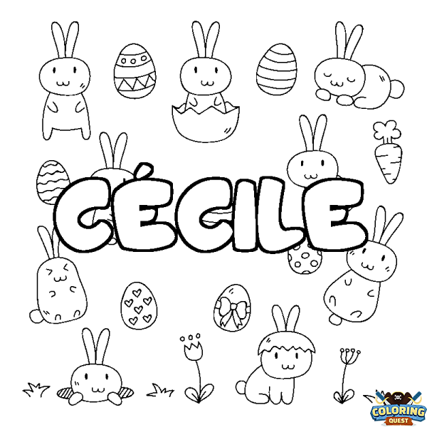Coloring page first name C&Eacute;CILE - Easter background