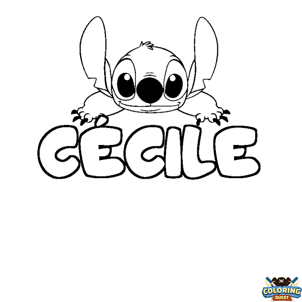 Coloring page first name C&Eacute;CILE - Stitch background