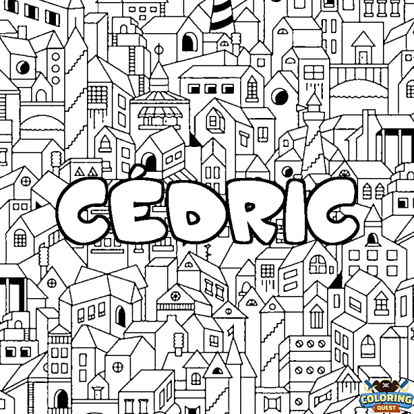 Coloring page first name C&Eacute;DRIC - City background