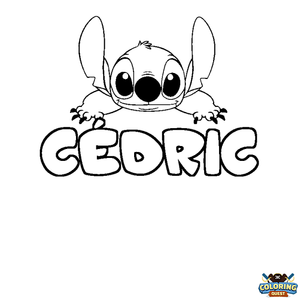 Coloring page first name C&Eacute;DRIC - Stitch background
