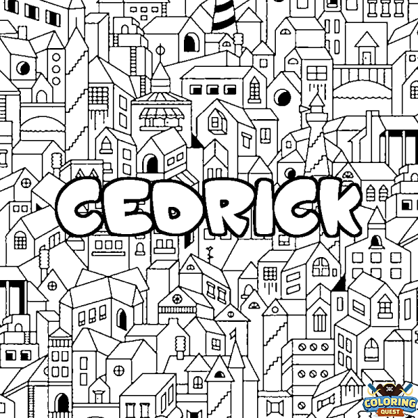Coloring page first name CEDRICK - City background