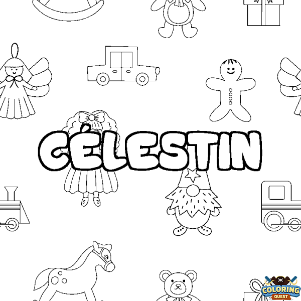 Coloring page first name C&Eacute;LESTIN - Toys background