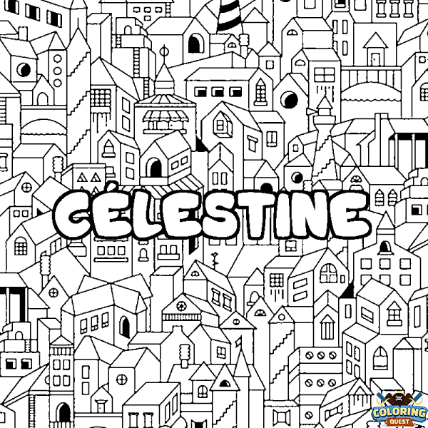 Coloring page first name C&Eacute;LESTINE - City background