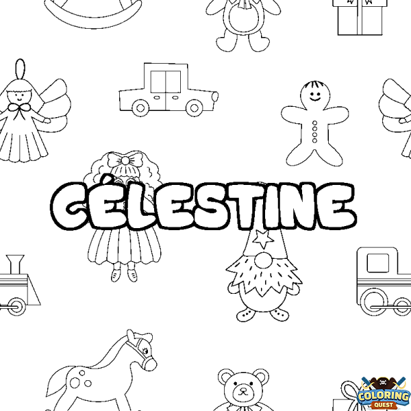 Coloring page first name C&Eacute;LESTINE - Toys background