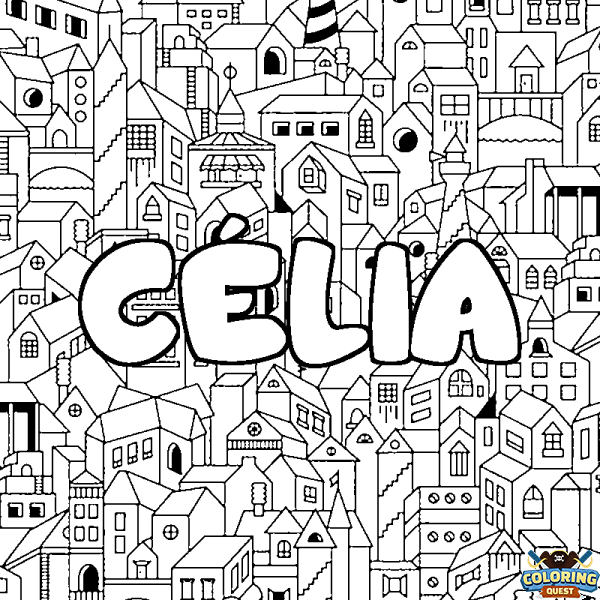 Coloring page first name C&Eacute;LIA - City background