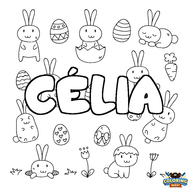 Coloring page first name C&Eacute;LIA - Easter background