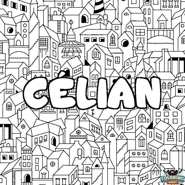 Coloring page first name C&Eacute;LIAN - City background