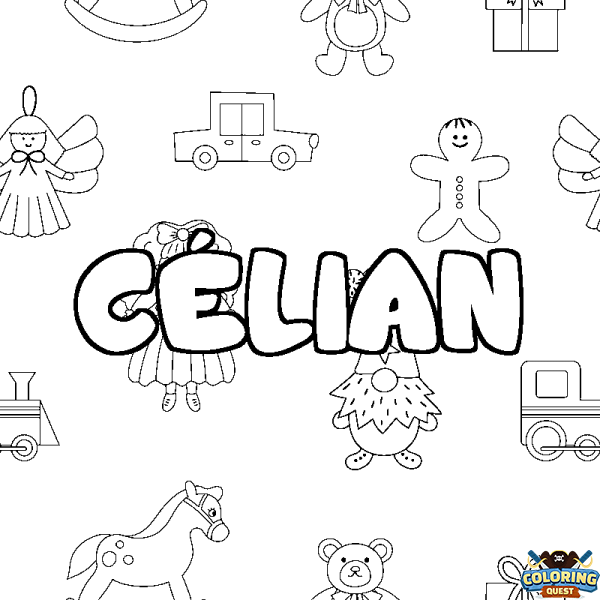 Coloring page first name C&Eacute;LIAN - Toys background