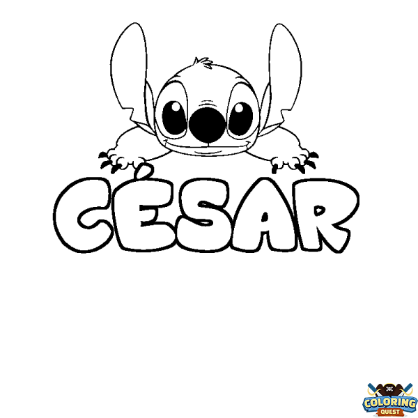 Coloring page first name C&Eacute;SAR - Stitch background