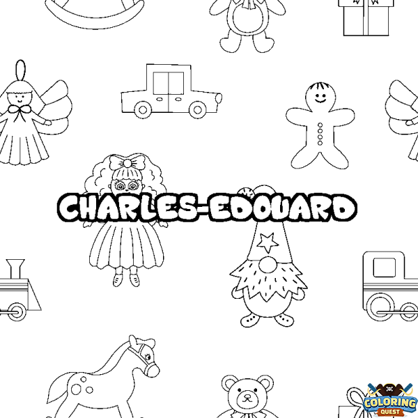 Coloring page first name CHARLES-EDOUARD - Toys background