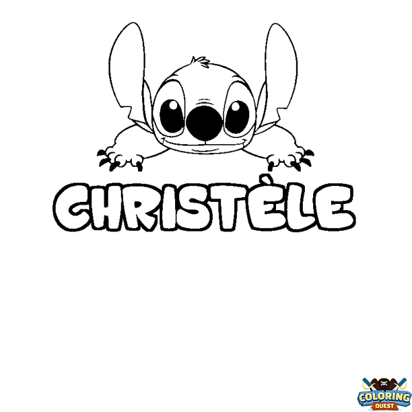 Coloring page first name CHRIST&Egrave;LE - Stitch background
