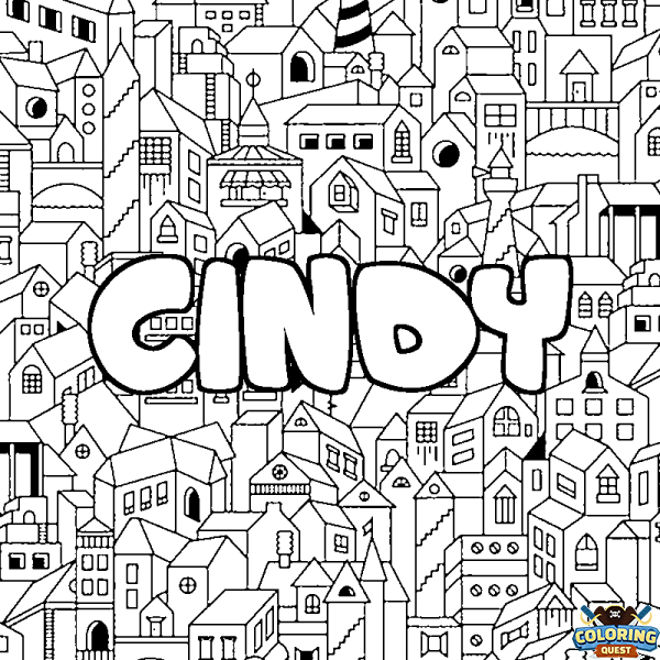 Coloring page first name CINDY - City background