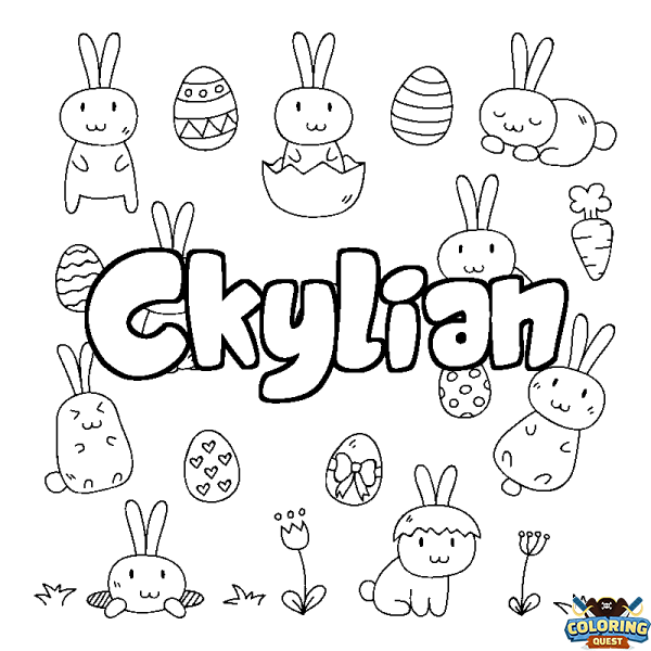 Coloring page first name Ckylian - Easter background